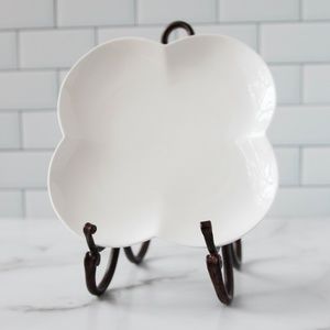 Crate and Barrel flower-shaped white serving plate